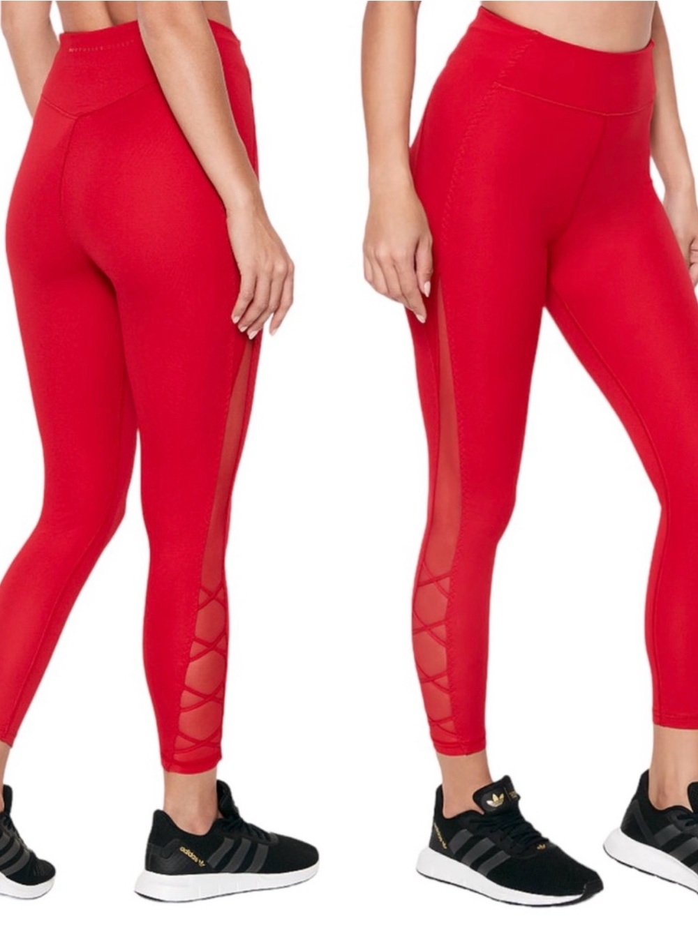 Victoria's Secret Red Leggings with Mesh Calf Design